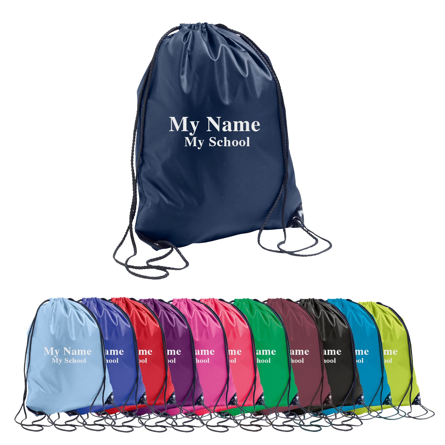 Hoolaroo Personalised Pe Kit Bag Kids Pe Bag For School Personalised Swimming Bag Gym Sac Drawstring Bag Boys Or Girls - Turquoise
