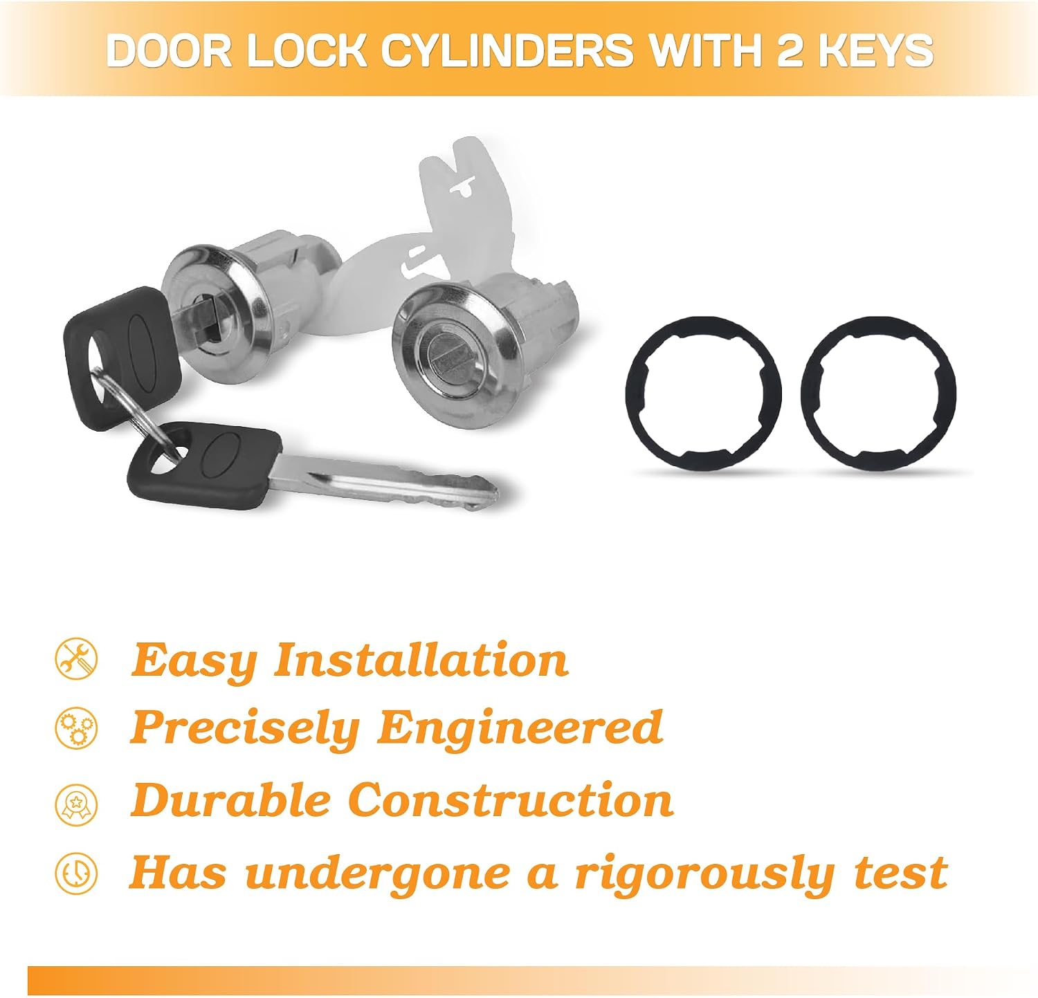 Door Lock Cylinder Pair with 2 Keys for Ford F150 F250 F350 Pickup & Bronco 1992-1995 – Driver & Passenger Side, Plug and Play Replacement