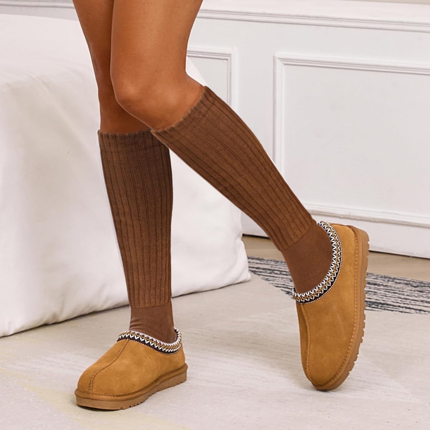 Women's Slouch Socks Long Boot Scrunch Sock Soft Cotton Knit Cozy Socks 3 Pairs - Image 2