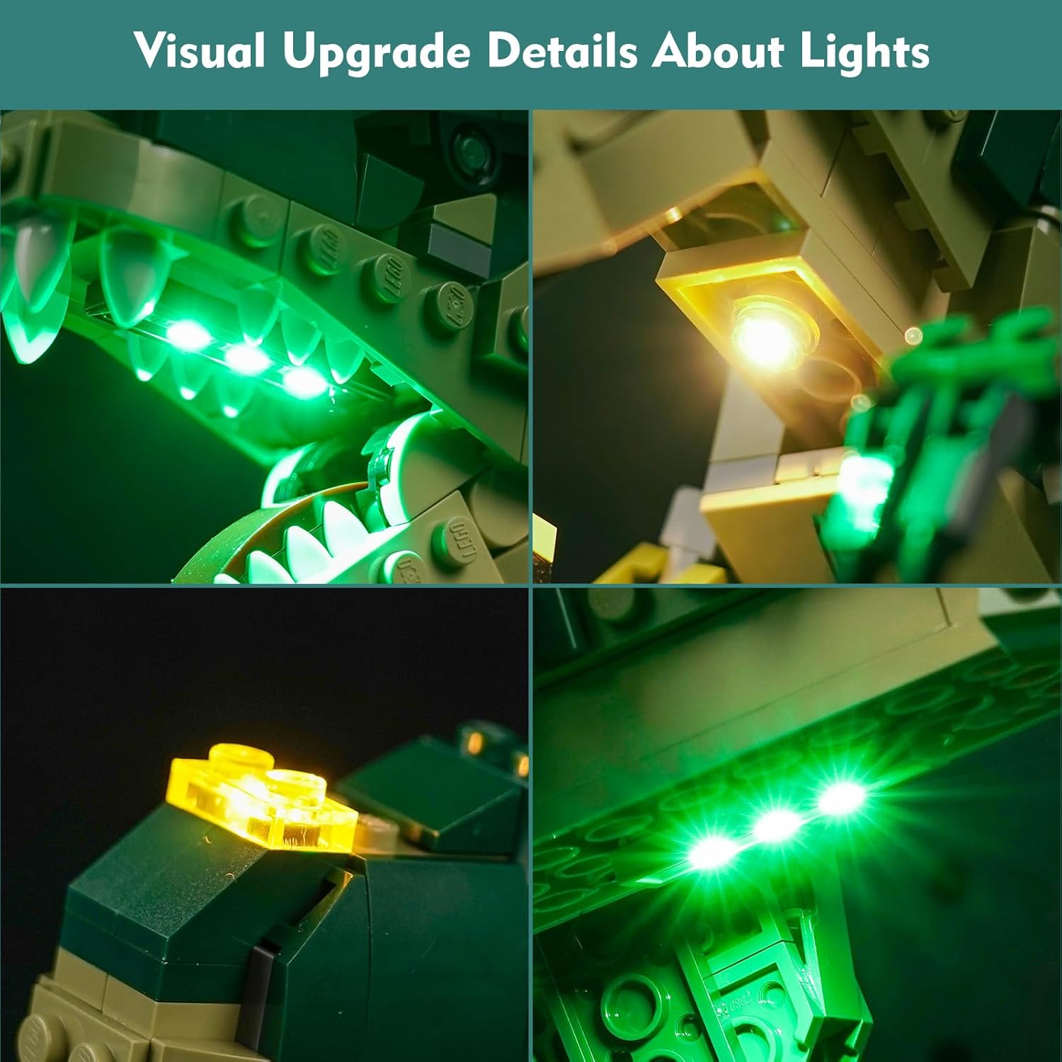 LocoLee LED Light Kit Compatible with Lego 3-in-1 T. rex - No Models Only Light, Creative Lighting Set Accessories Compatible with Lego T. rex 31151 Set