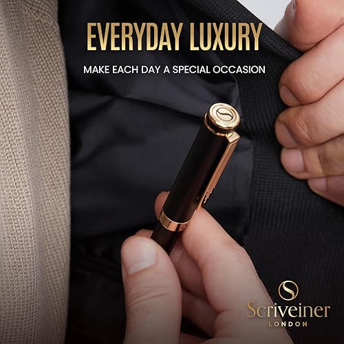 Miniatura 8 de Scriveiner Bolígrafo de lujo EDC cromado plateado, impresionante bolígrafo de bolsillo pesado con acabado en oro de 24 quilates, bolígrafo de