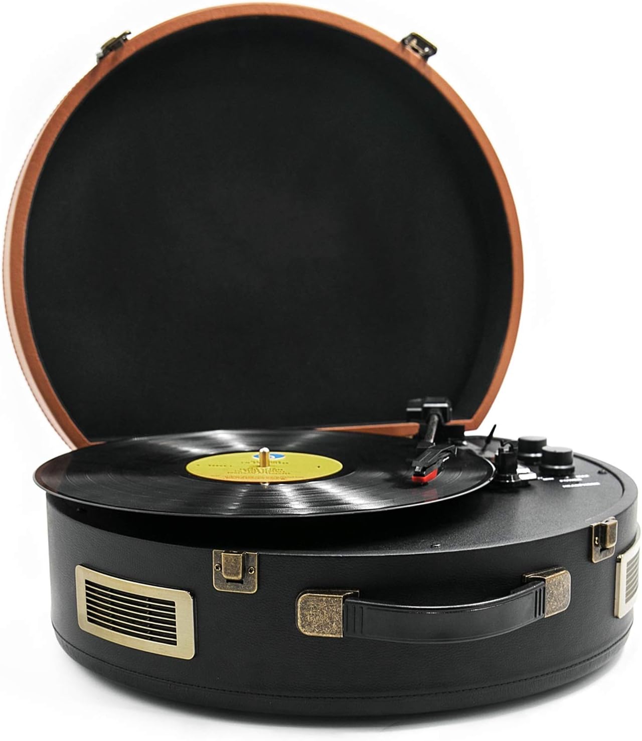 Portable Suitcase Record Player,3-Speed Belt-Driven Turntable with Built-in Speakers,Support USB Playback/RCA Outputux-in,Headphone Jack,for Women