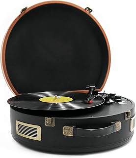USB Bluetooth Record Player with Stereo Speakers,3 Speed Briefcase Turntable with USB Play&Encoding, Aux-in And RCA Output&headphone Jack Gramophone