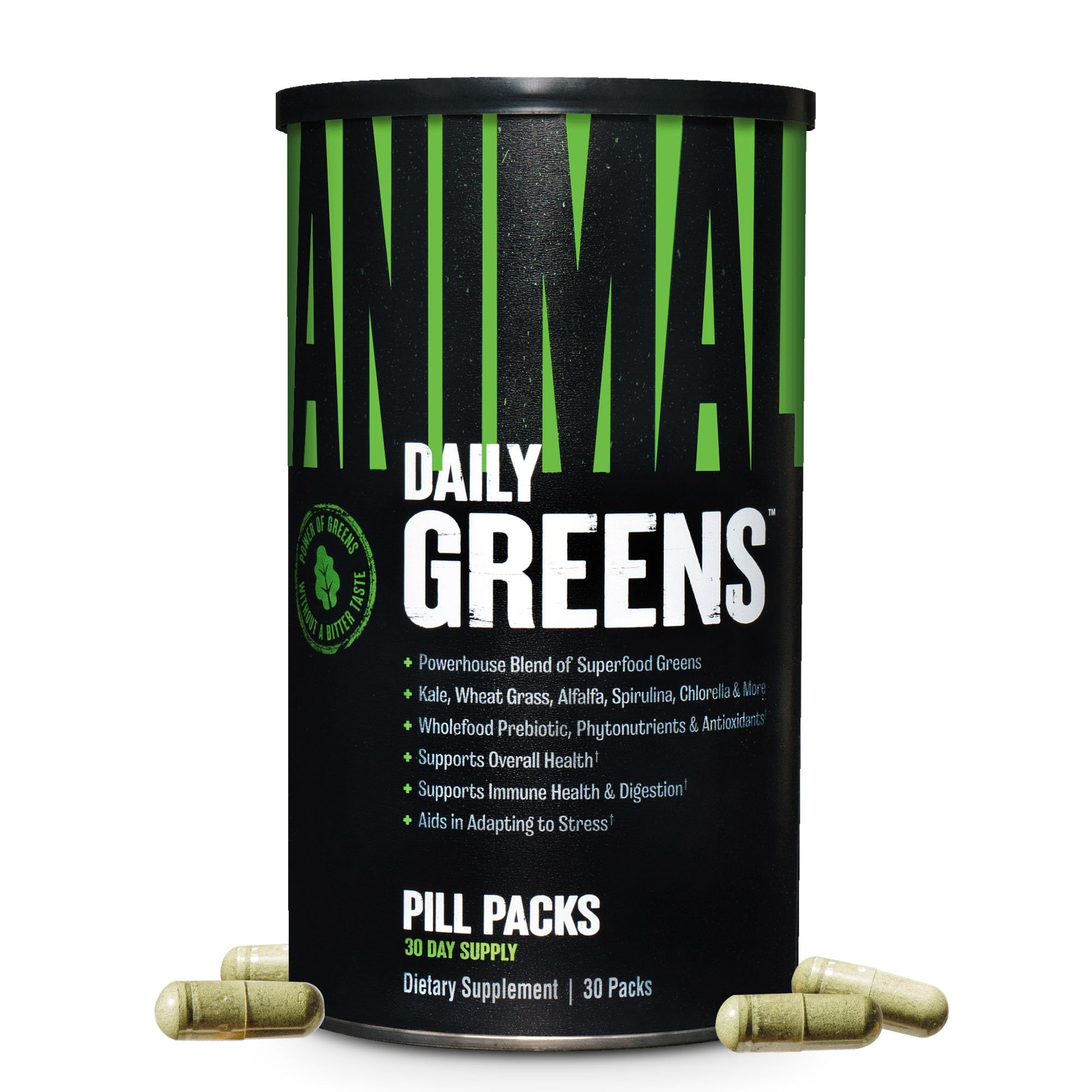 Animal Daily Greens Pill Packs - Kale, Wheat Grass, Alfalfa & More - Convenient Prebiotic and Probiotic Superfood Blend for Superior Digestion, Gut Health, and Immunity For Men & Women - 30 Day Supply