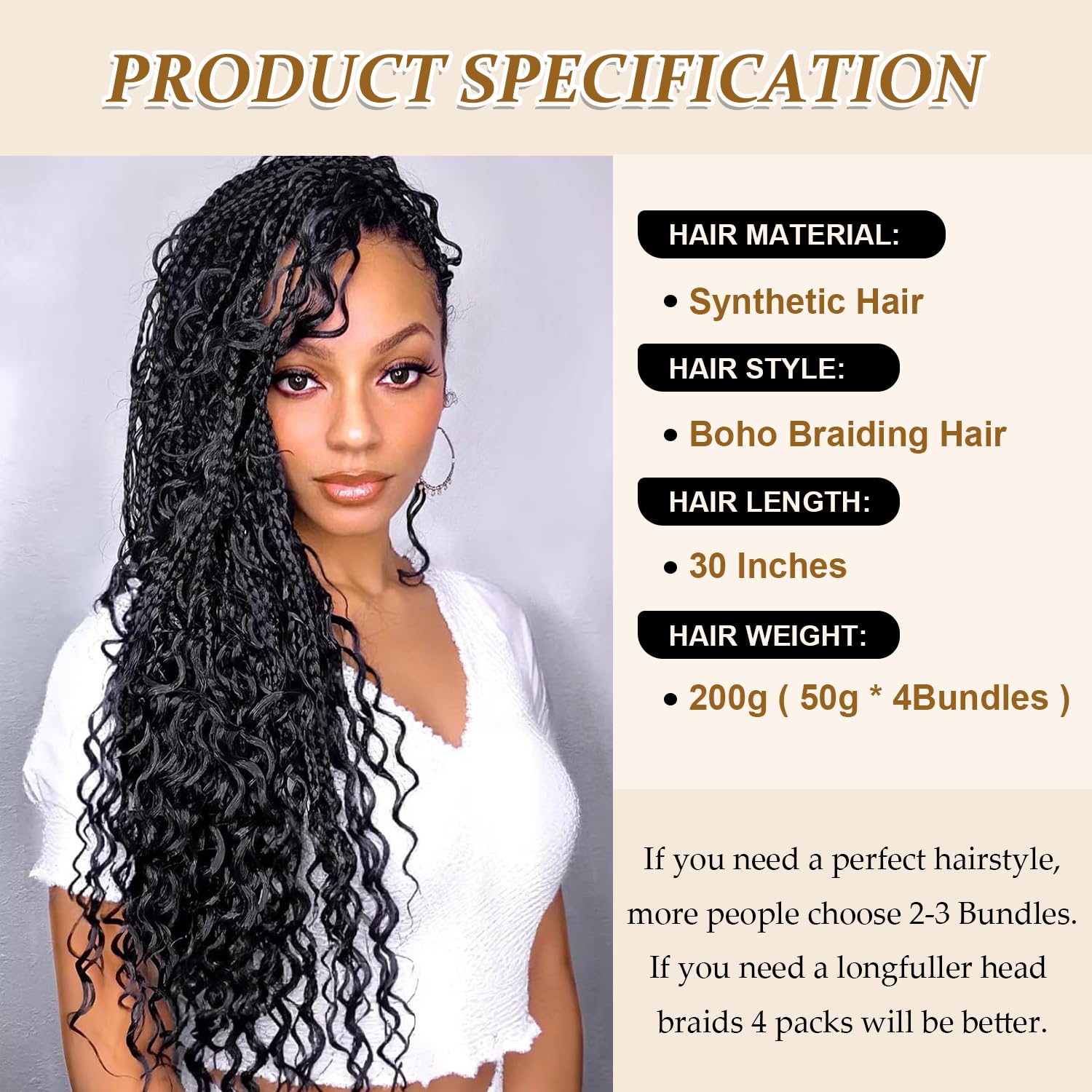 Seimainurs Deep Wave Crochet Hair Long Curly Braiding Hair for Boho Braids Ocean Wave Braiding Hair for Black Women (1B# - Image 3