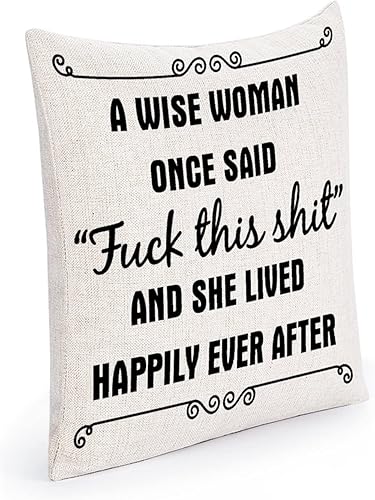 Miniatura 2 de A Wise Woman Once Said Fuck This Shit and She Lived Happily Ever After - Funda de almohada cuadrada para decoración de invierno, decoración rústica