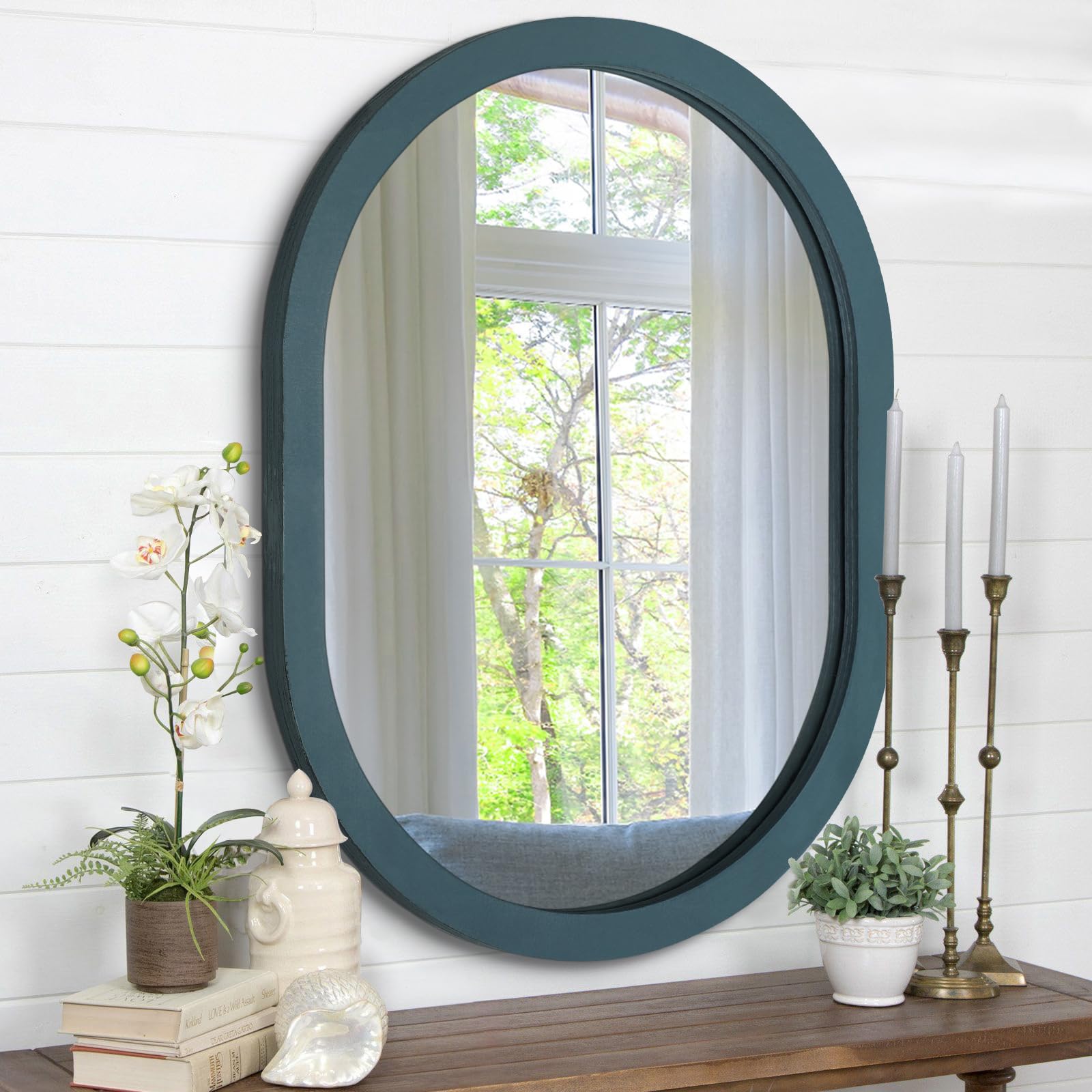 Amazon.com: JJUUYOU Oval Wall Mirror for Bathroom, Hanging Vanity