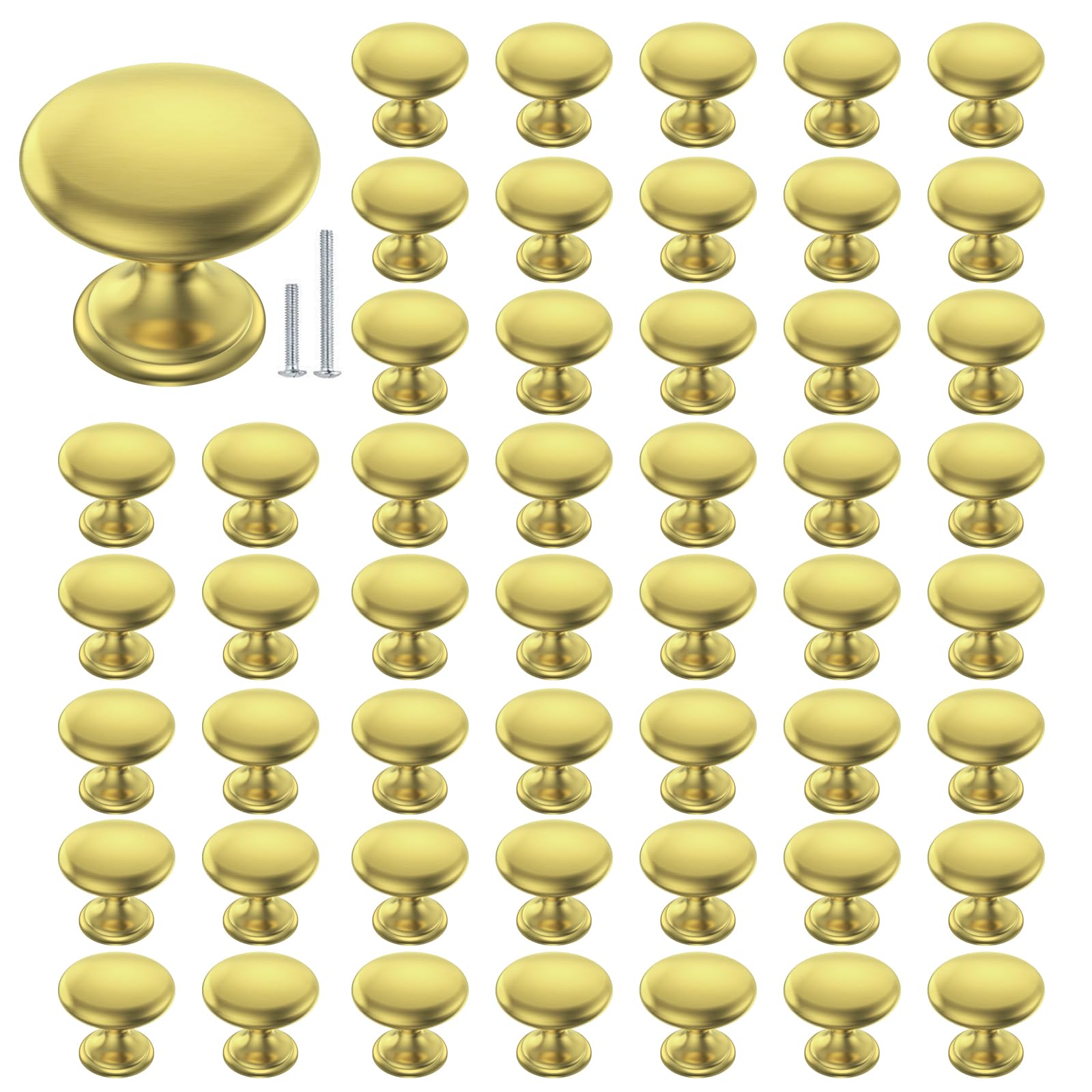 POZEAN Cabinet Knobs Brushed Nickel 50 Pack Cabinet Handles Drawer Knobs Solid Knobs Gold with Screws for Dresser Drawer Cabinet Cupboard - Modern