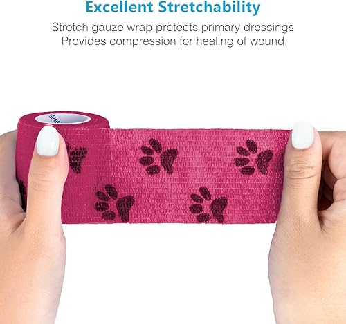 Miniatura 3 de WePet Envoltura para mascotas, autoadhesiva, solo se adhiere a sí misma, cinta no tejida para patas de perro, patas, heridas, gasa cohesiva de