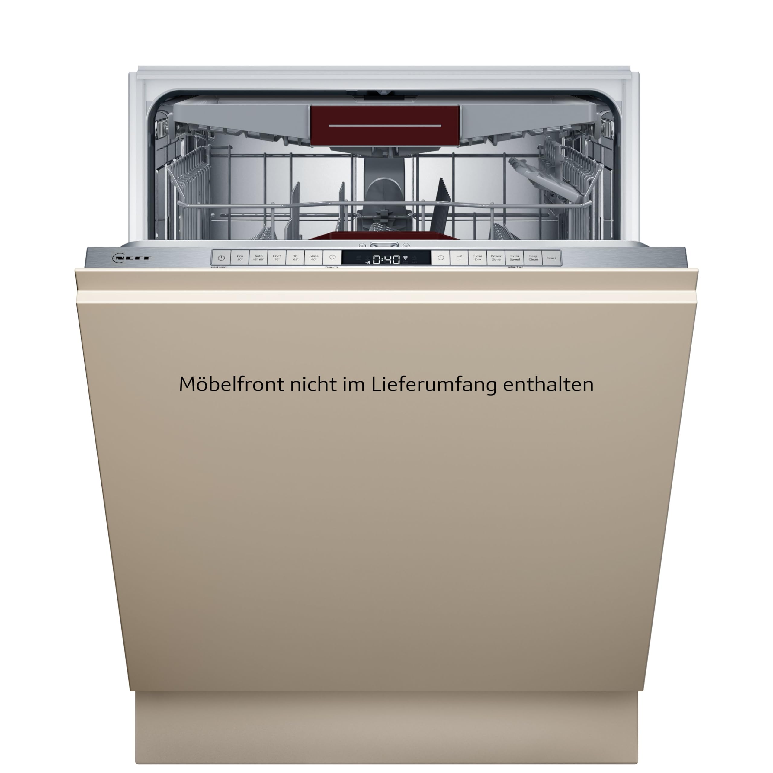 NEFF S155ECX01E, N 50, Smarter Geschirrspüler Vollintegriert, 60 cm, Besteckschublade, Made in Germany, automatische Türöffnung, besonders leise Spülmaschine, höhenverstellbarer Oberkorb, Aqua Stop