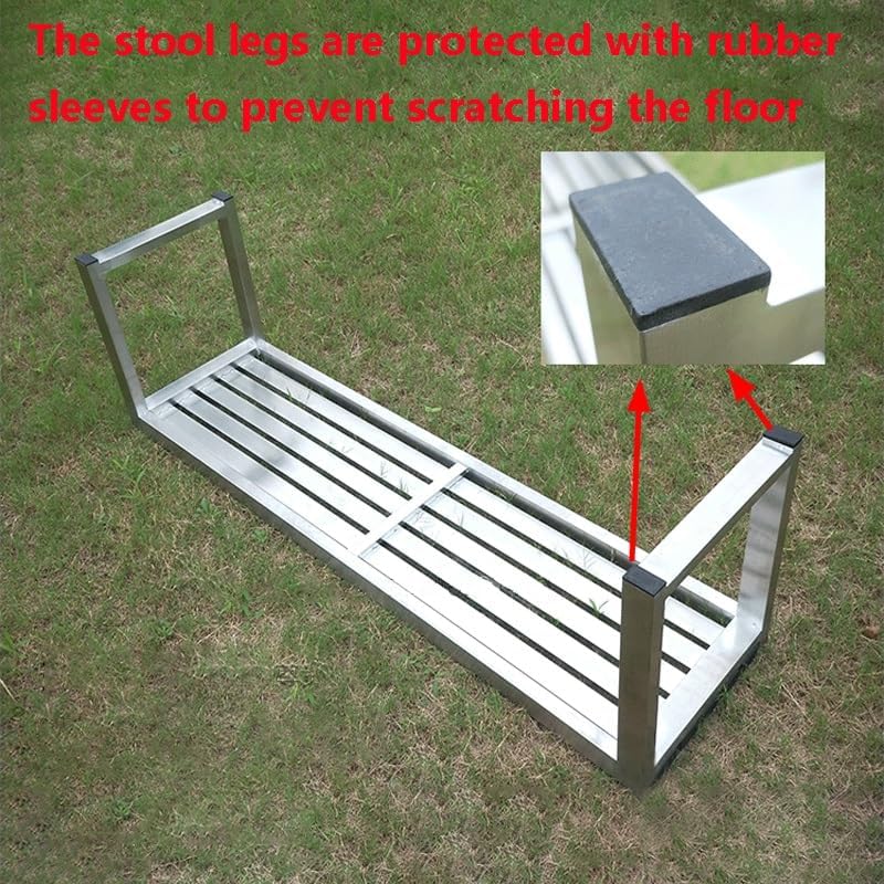304 Stainless Steel Outdoor Bench - Weatherproof Modern Minimalist Garden Seating for Parks, Terraces & Public Spaces - Durable, Floor-Protecting Long Seat (100x40x45cm)