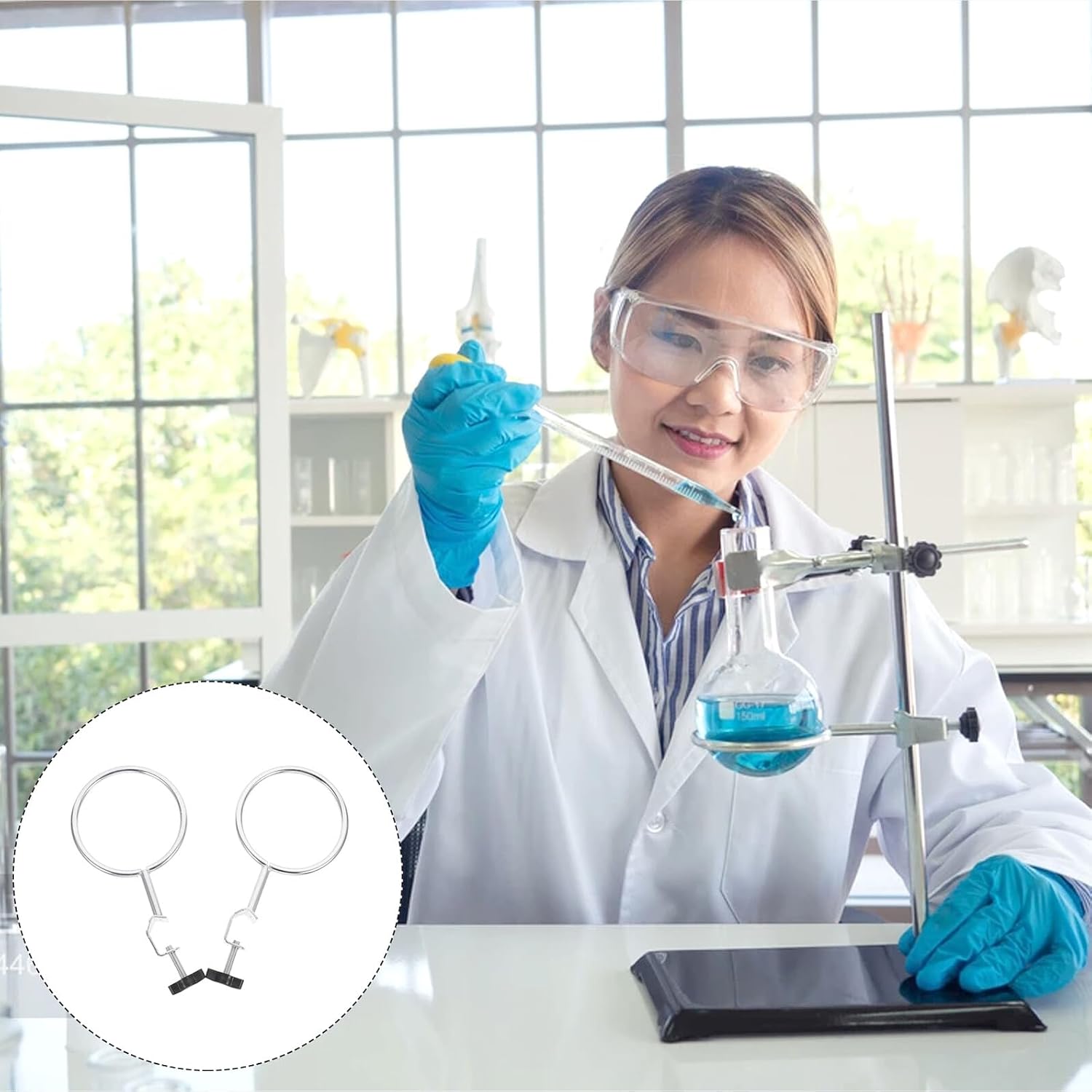 Didiseaon 2pcs Laboratory Experiment Iron Rings Support Rings for Lab Stand Premium Iron Material Flask Support for Chemistry and Biology Use