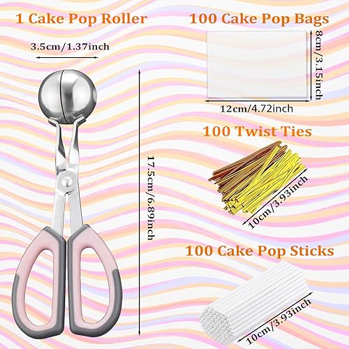 Miniatura 8 de Kit para hacer pasteles, incluye 100 palitos para tartas de 4 pulgadas, 100 bolsas para tartas con lazos giratorios, cuchara de molde para tartas,