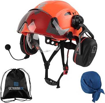 UM ULTRAMAXX Safety Helmet with Built-in Visor Ear Muffs Kits, Hard Hat with Vented Design, ANSI Z89.1 Certified, Ideal for Industrial and Construction