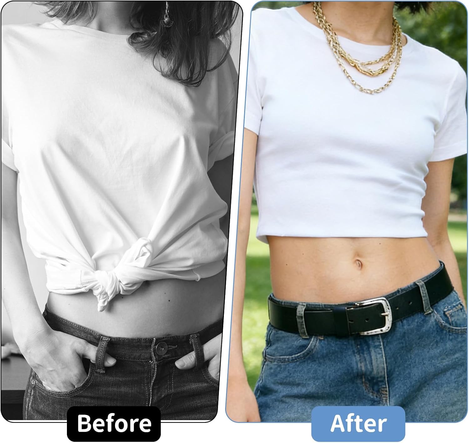 3 Pcs Shirt Tuck Band for Women, Adjustable Waist Crop Band, Elastic Waist Belt Bands for Tucking Shirts Sweaters, Elastic Stretch Belts Tool for Girl Change Style of Clothes(Black, White, Pink)