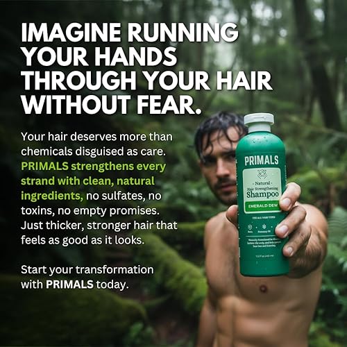 Vista 9 de PRIMALS Champú fortalecedor del cabello, cafeína, biotina, miel cruda, aceite de romero, antiadelgazamiento del cabello, ingredientes naturales