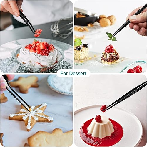 Miniatura 5 de Juego de pinzas de cocina, 6 pinzas de cocina, juego de pinzas de cocina de 6.3 pulgadas, pinzas culinarias de acero inoxidable para cocinero