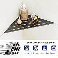 Vista 5 de Corner Shower Caddy Shelf, Recessed Built-in Bathroom Storage for Tiled 90° Walls, Matte Black 304 Stainless Steel, Set of 2