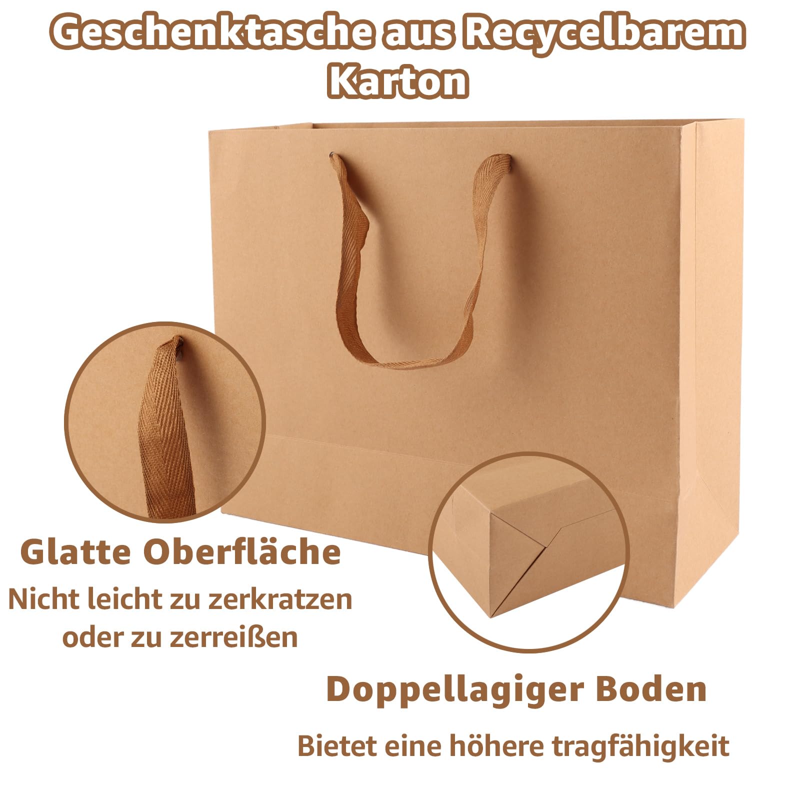 JJQHYC Sacchetti Regalo Borsa Con Manico Borsa In Carta Kraft Piccola Per Compleanno Con Elegante Decorazione In Lamina D'oro (18 PZ - 6