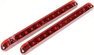 Autosmart 2PCS Red 17" 11 LED Trailer Light Bar Sealed Stop Turn Tail Park Brake Light Truck Trailer Clearance Marker ID Bar