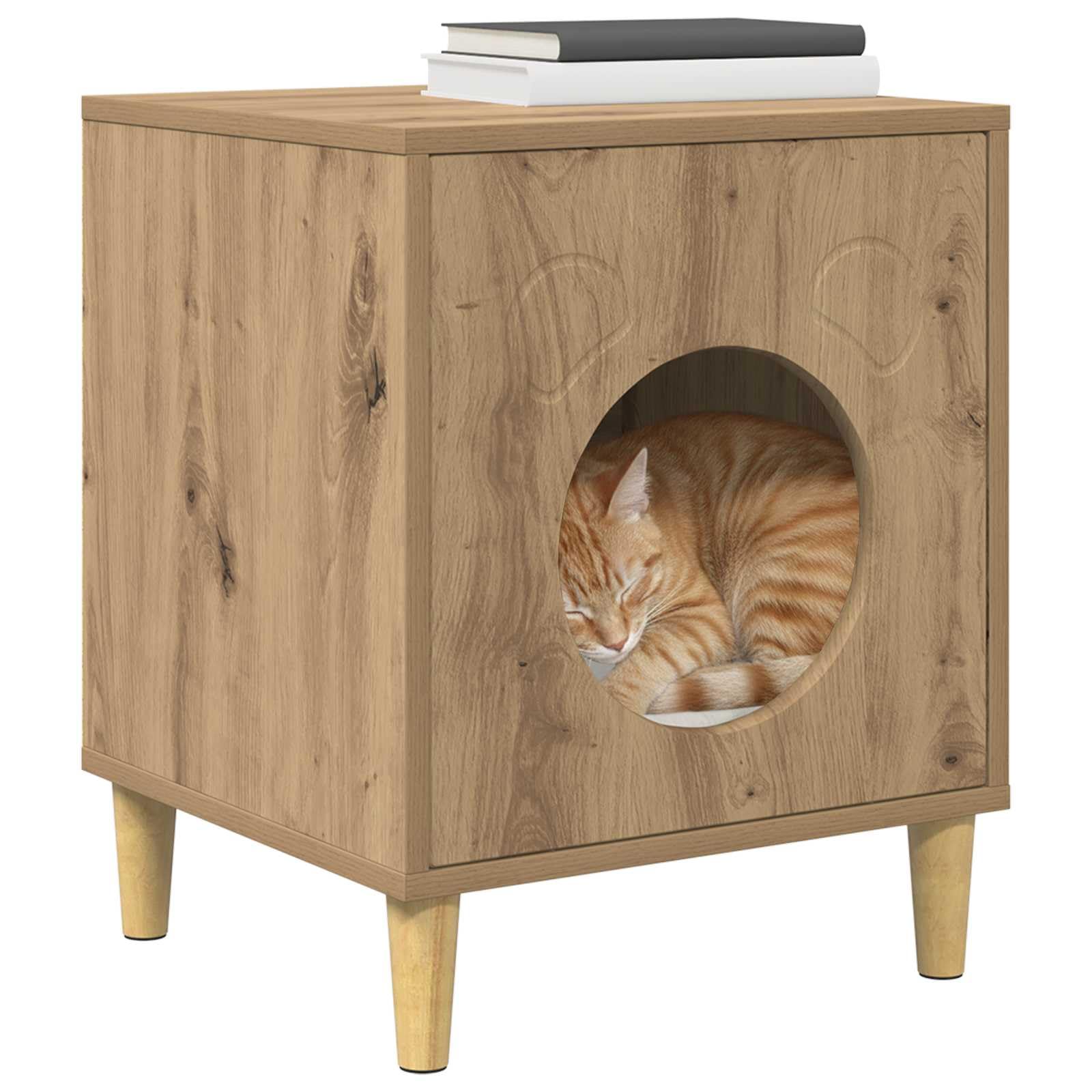 Vidaxl Cat House Artisian Oak 42.5 X 40 X 53 Cm Engineered Wood