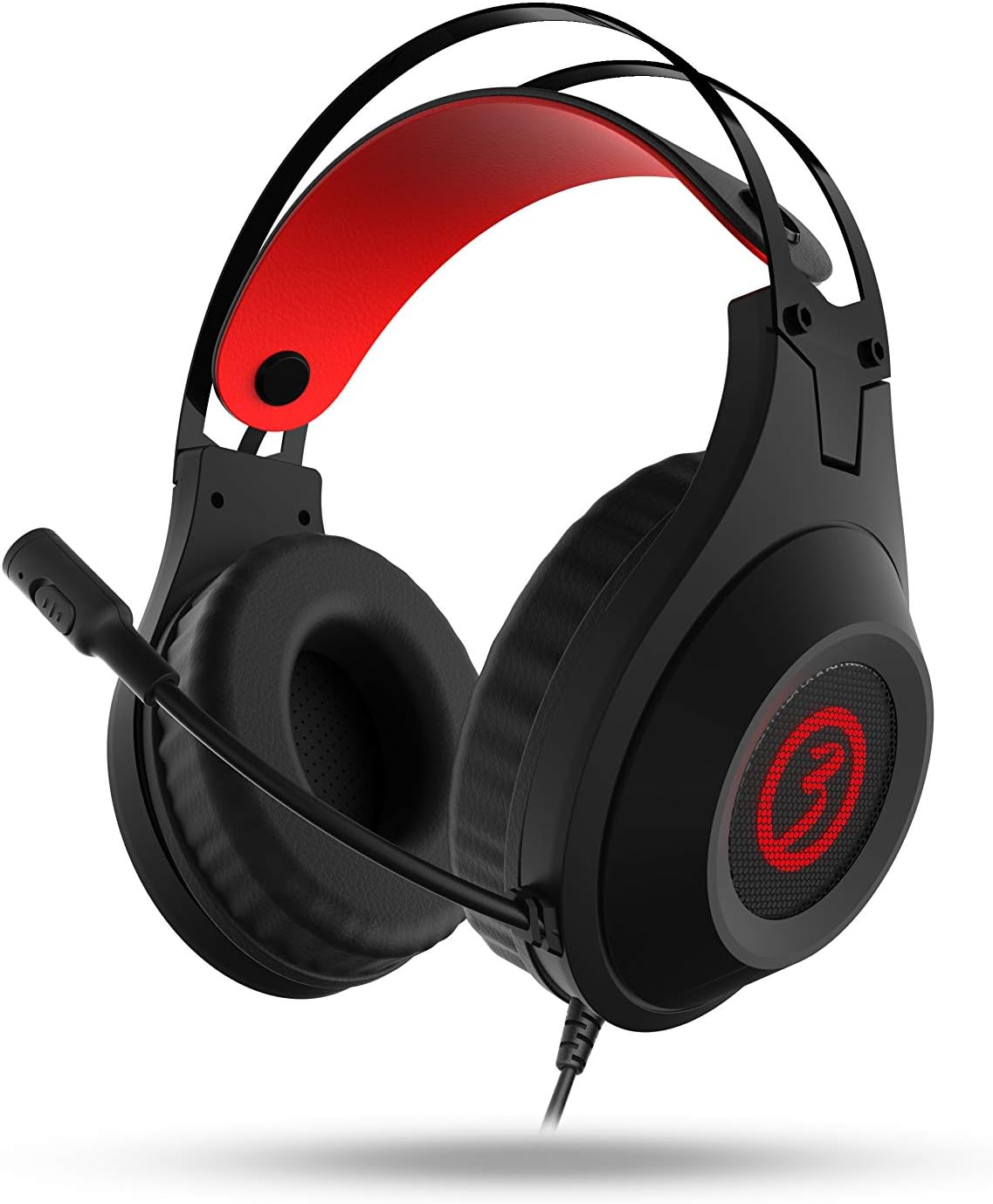 Gaming Headphones Ozone Rage X60 - Headphones with Microphone - Virtual 7.1 Sound, Red LED, 50mm Speakers, Adjustable Headband, Flexible Micro, USB, Black