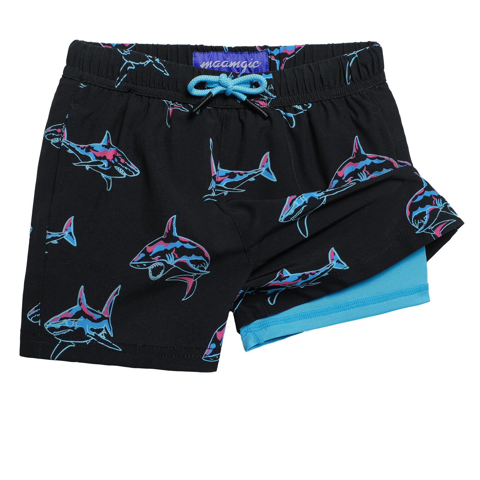 maamgic Boys Swim Trunks with Compression Liner Quick Dry Swim Shorts