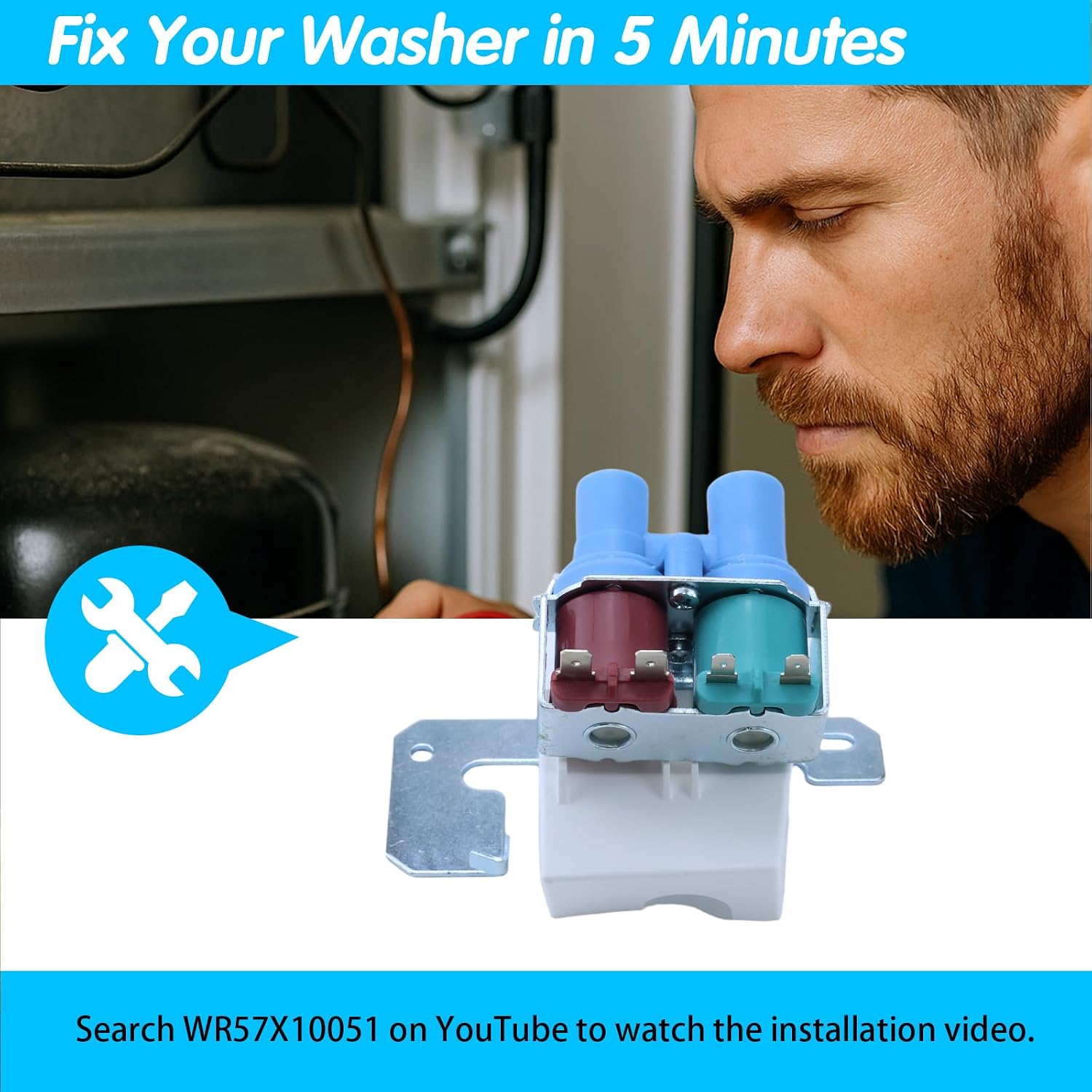 WR57X10032 WR57X33326 Refrigerator Water Inlet Valve for GE DSHF6VGBBCWW DSHF6VGBCCWW DSHS6VGBBCSS GSF25JGBBWW GSF25JGBBBB GSH22JGBBBB GSH22JGBBCC GSH22JSBBSS GSH25JGBBBB GSH25JGBBCC