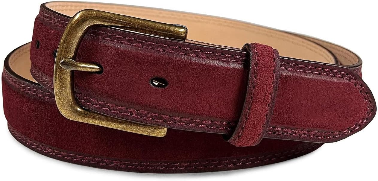 3220 Buckle Suede Belt Genuine Leather Casual Dress Belt 1-3/8"(35mm
