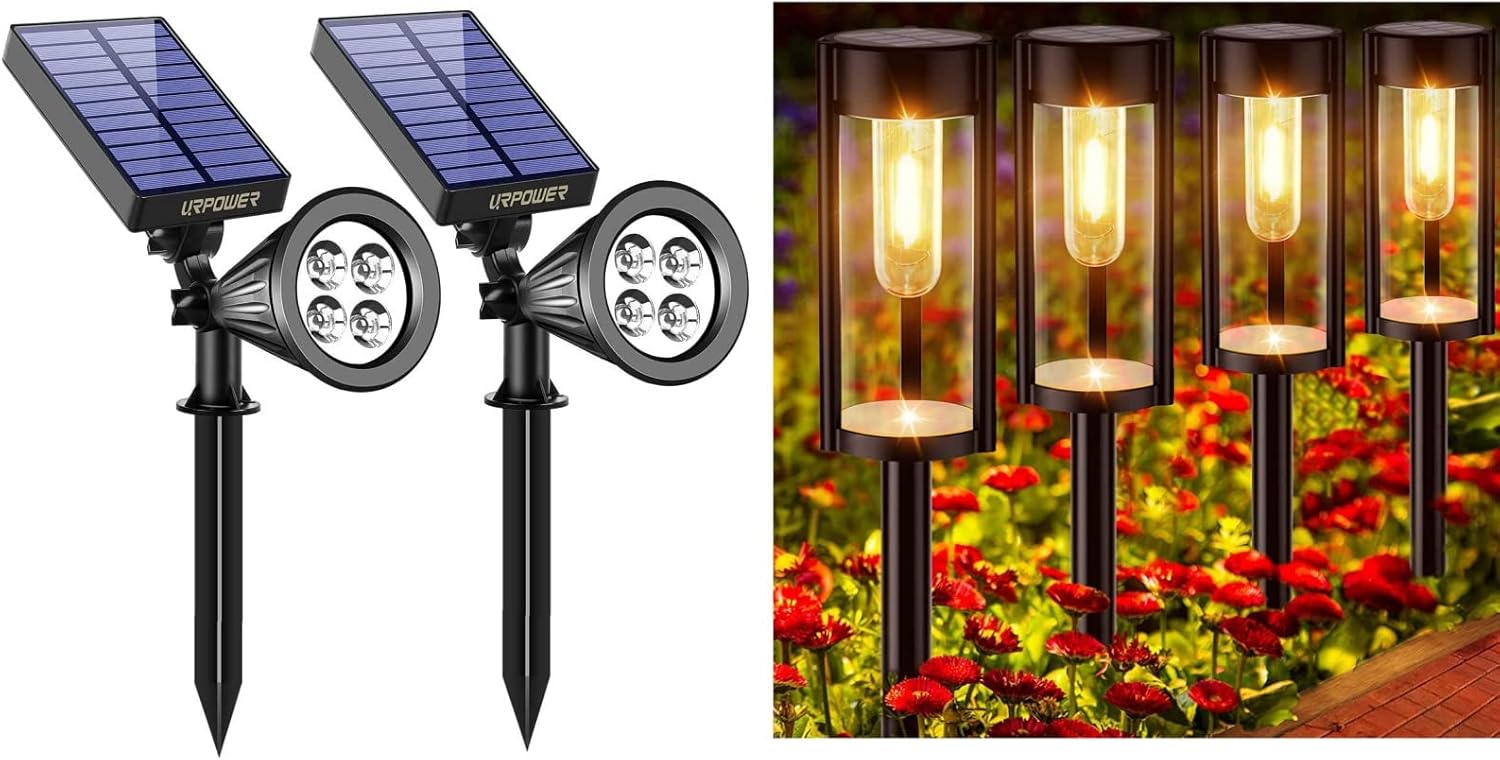 URPOWER Solar Lights Outdoor, Adjustable Solar Spot Lights Outdoor 6