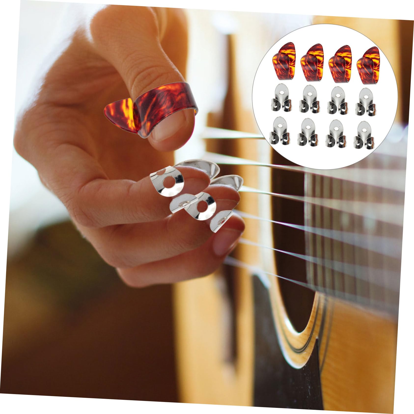 VICASKY 5 Juegos Escoja la cuna del púas de guitarra eléctrica anillo de púas de guitarra banjo acoustic guitar púas guitarra púas de pulgar herramienta de práctica de guitarra