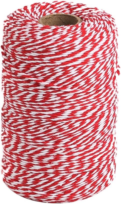 Red and White Cotton Baker’s Twine for Baking and Crafts