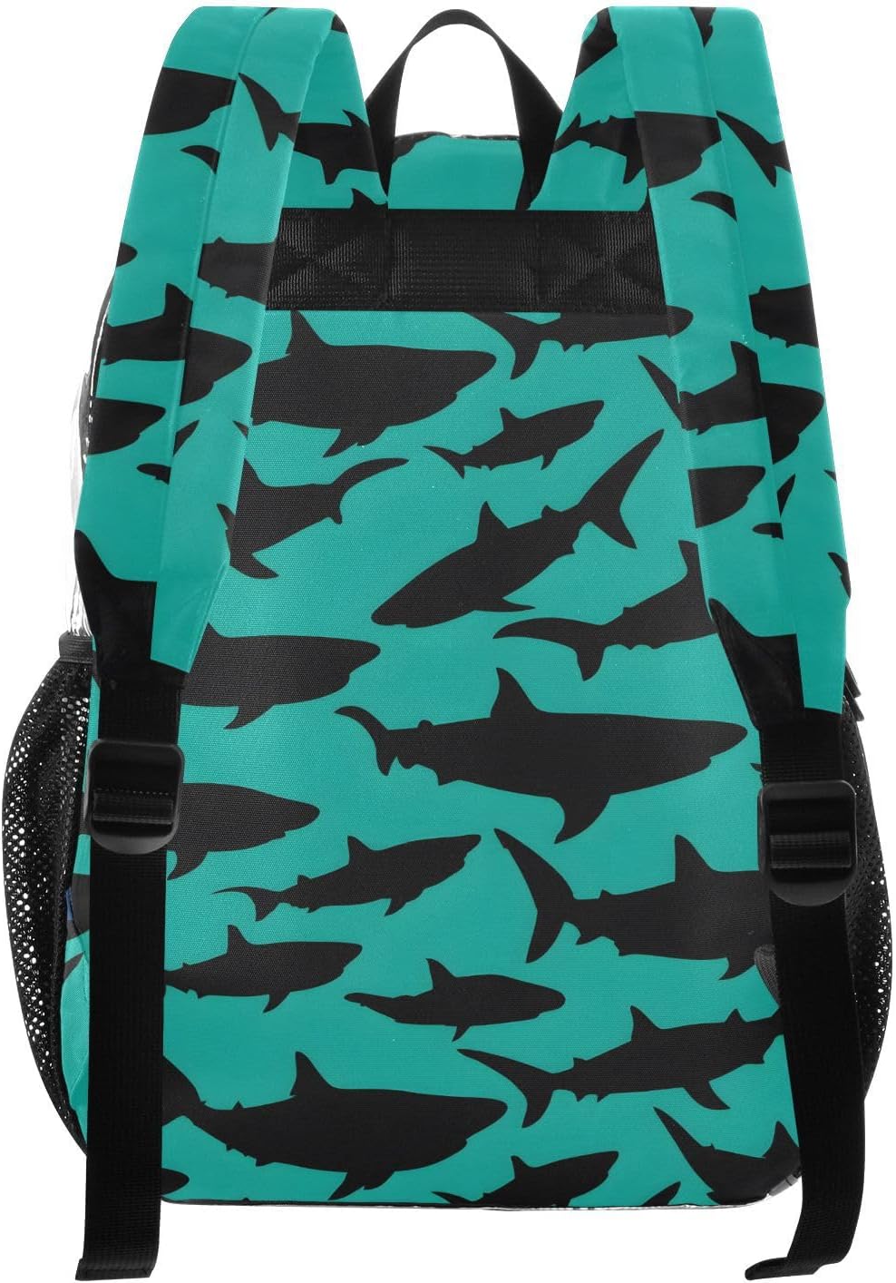 Black Shark Silhouette Blue Clear Backpack Heavy Duty See Through Transparent PVC BookBag for Kids Boy Girl Adult School Work