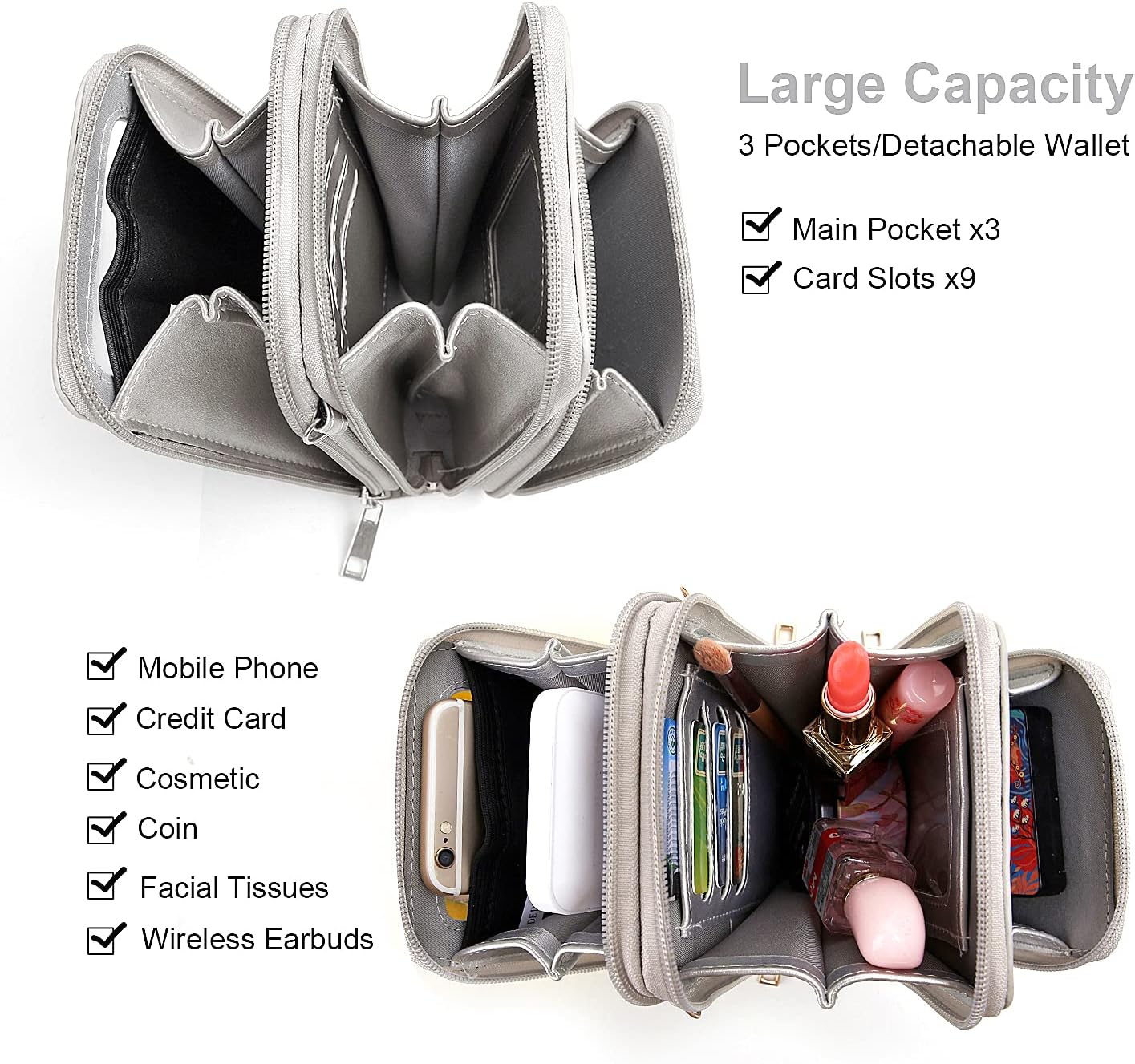 Crossbody Cellphone Purse Women Touch Screen Bag RFID Blocking Wallet Handbag Shoulder Strap image 3