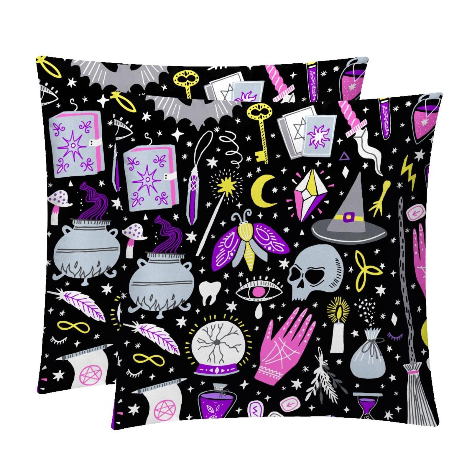 TDGKPZ Magic Skull Throw Pillow Covers 2 Pack Cushion Cases Decorative Pillow Cases Home Decor 50x50cm
