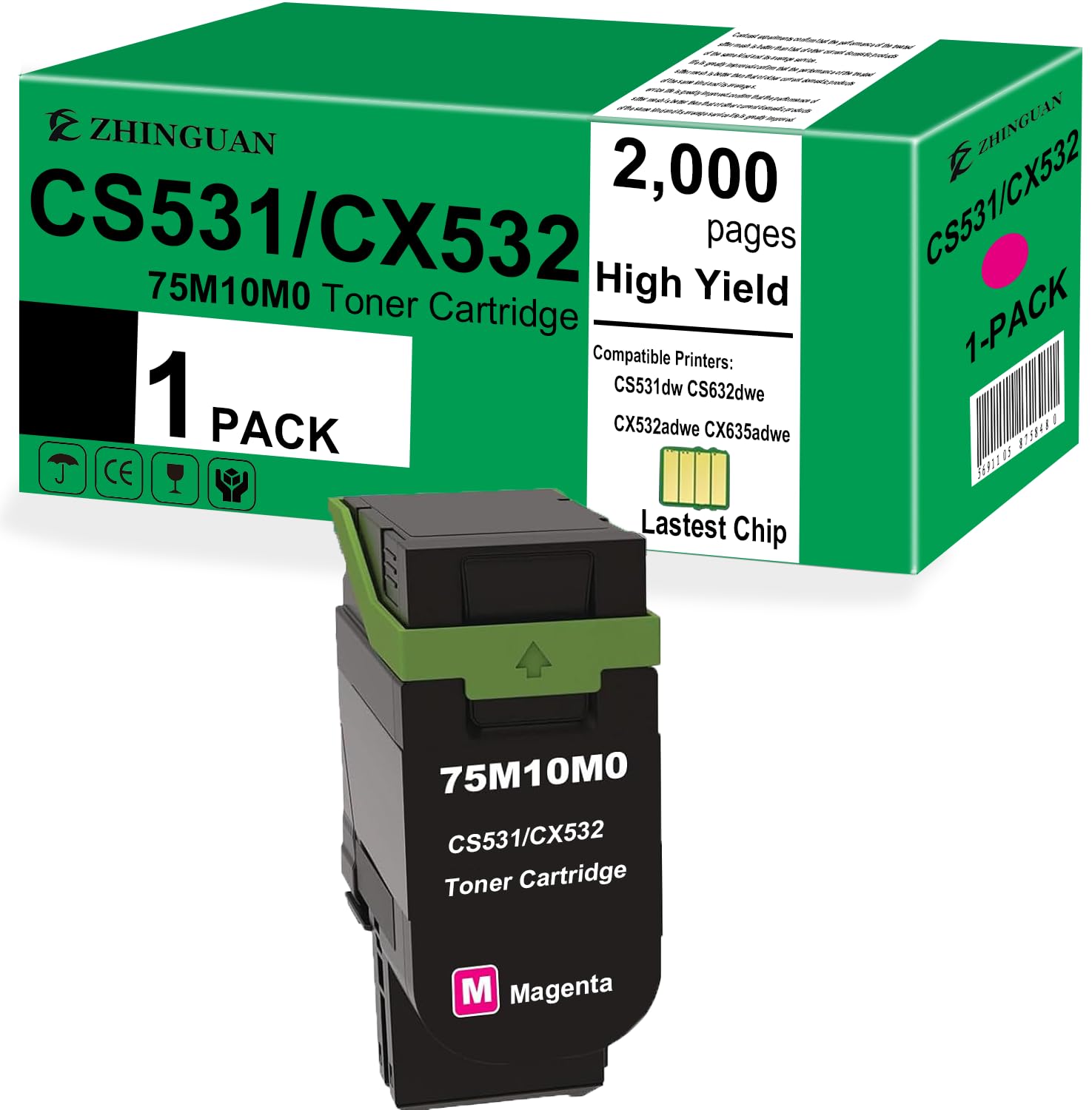 Amazon.com: ZHINGUAN CS531 CX532 Toner Cartridge Replacement for
