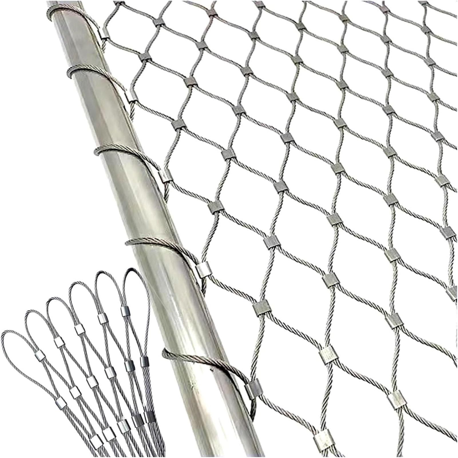 GLDYTVF Stainless Steel Cable Trellis, Flexible Garden Fence for Farm & Football Field, 2mm/7cm Anti-Fall Netting for Balcony & Animal Barrier (1x7M)