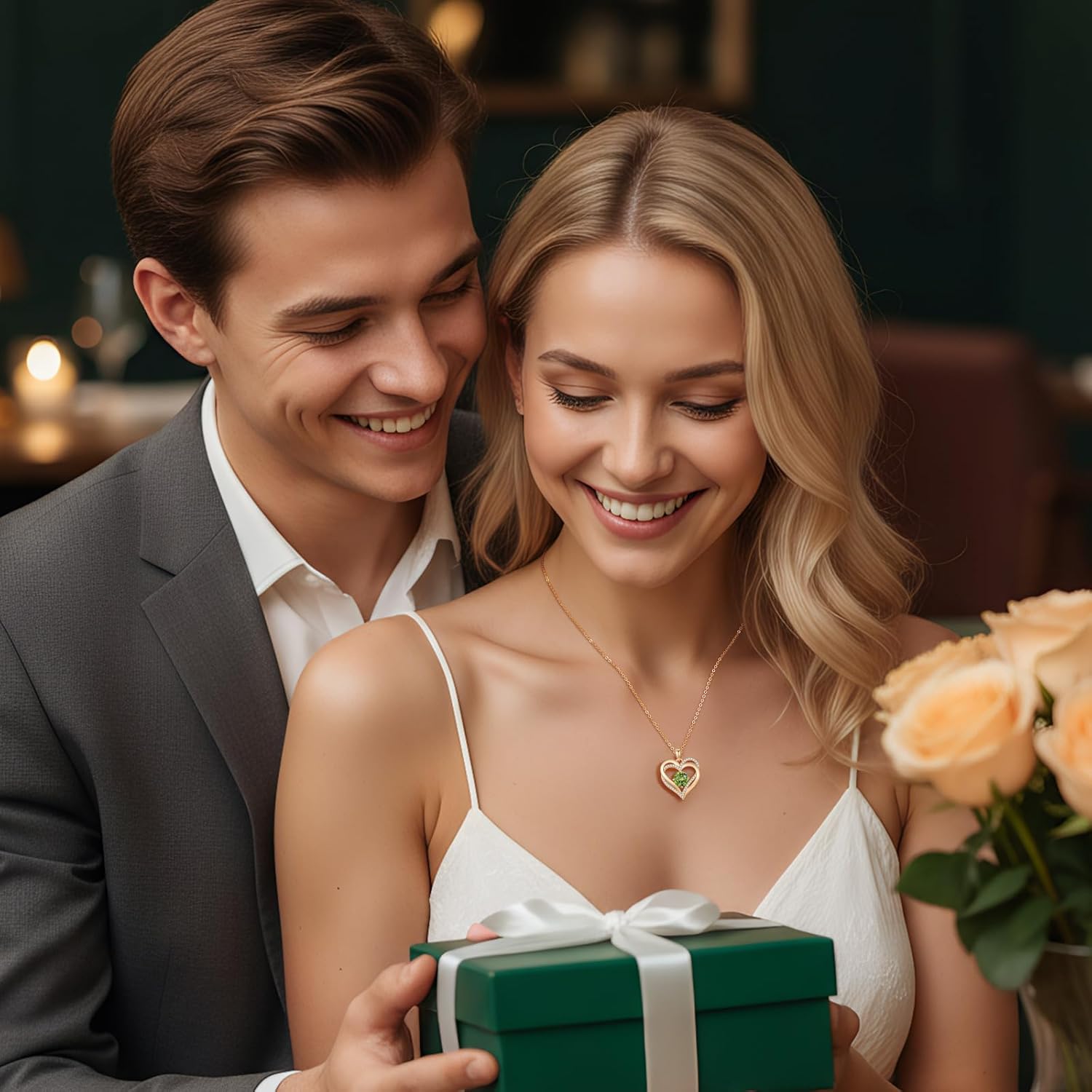 LOUISA SECRET Love Heart Birthstone Necklaces for Women, Birthday Gift for Girlfriend, Anniversary Jewelry Gift for Wife Her, 925 Sterling Silver Women Pendant Necklace, Mother's Day Christams Gift - Image 7