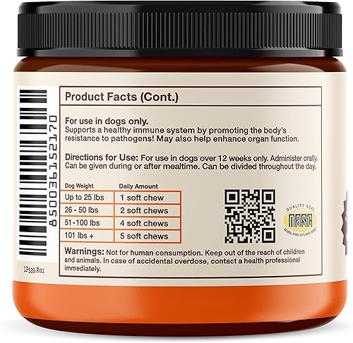 Miniatura 9 de Hemp Well Masticables suaves para perros con inmunidad + alergia con hongos funcionales y cáñamo, 60 unidades, alivio de la alergia del perro,