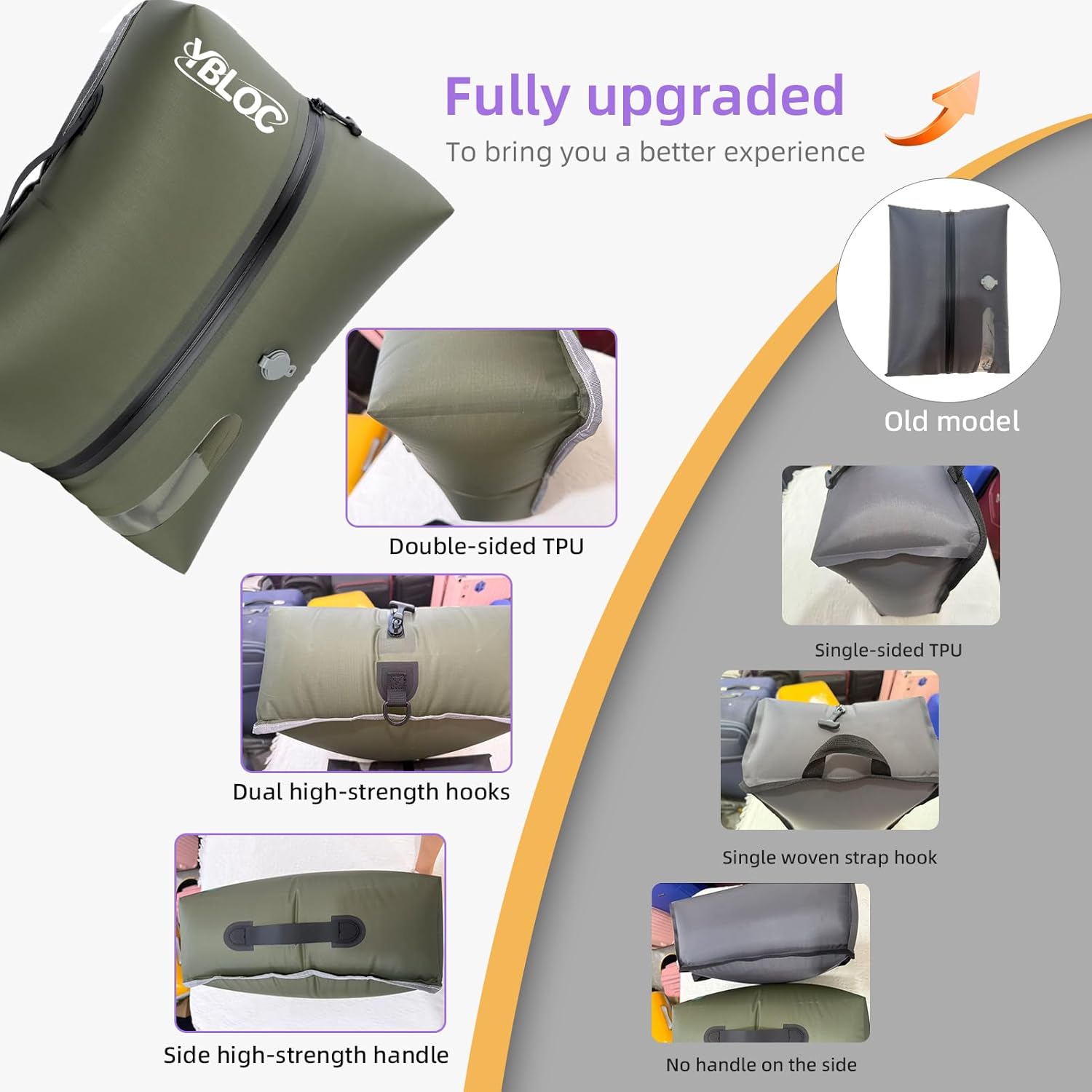 YBLOC Compact Vacuum Travel Bags with Pump - 2-Pack 19L Space Saver Compression Bags, IP67 Waterproof Reusable Vacuum Bags for Carry-On Suitcase & Backpack, Blankets, Seasonal Storage (2 PC/19L+Pump)