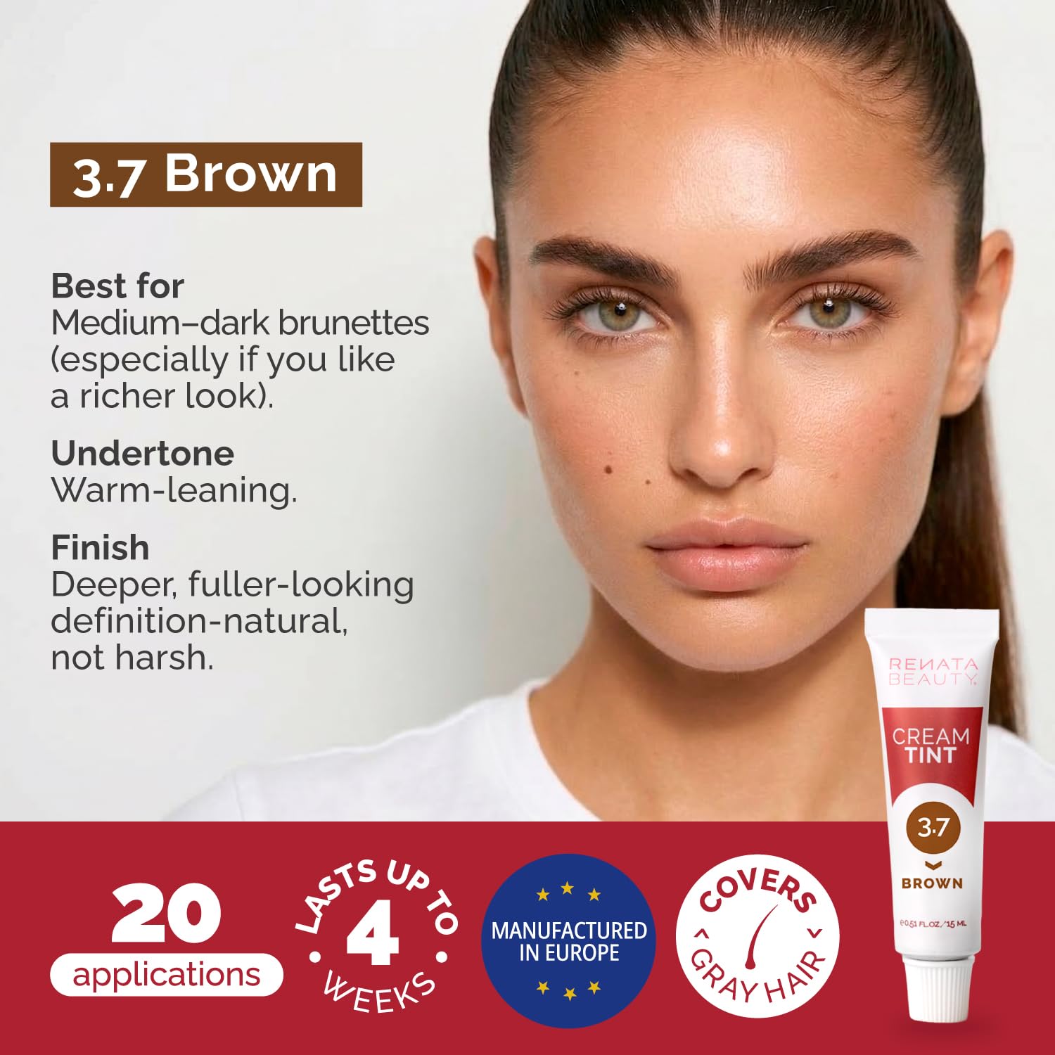 Tint Kit – Cream Hair Dye Kit with Developer and Application Brush for Spot Coloring - Covers Gray Hairs, Smudge-Proof, Long-Lasting Up to 4 Weeks, 20 Applications [Brown] thumbnail