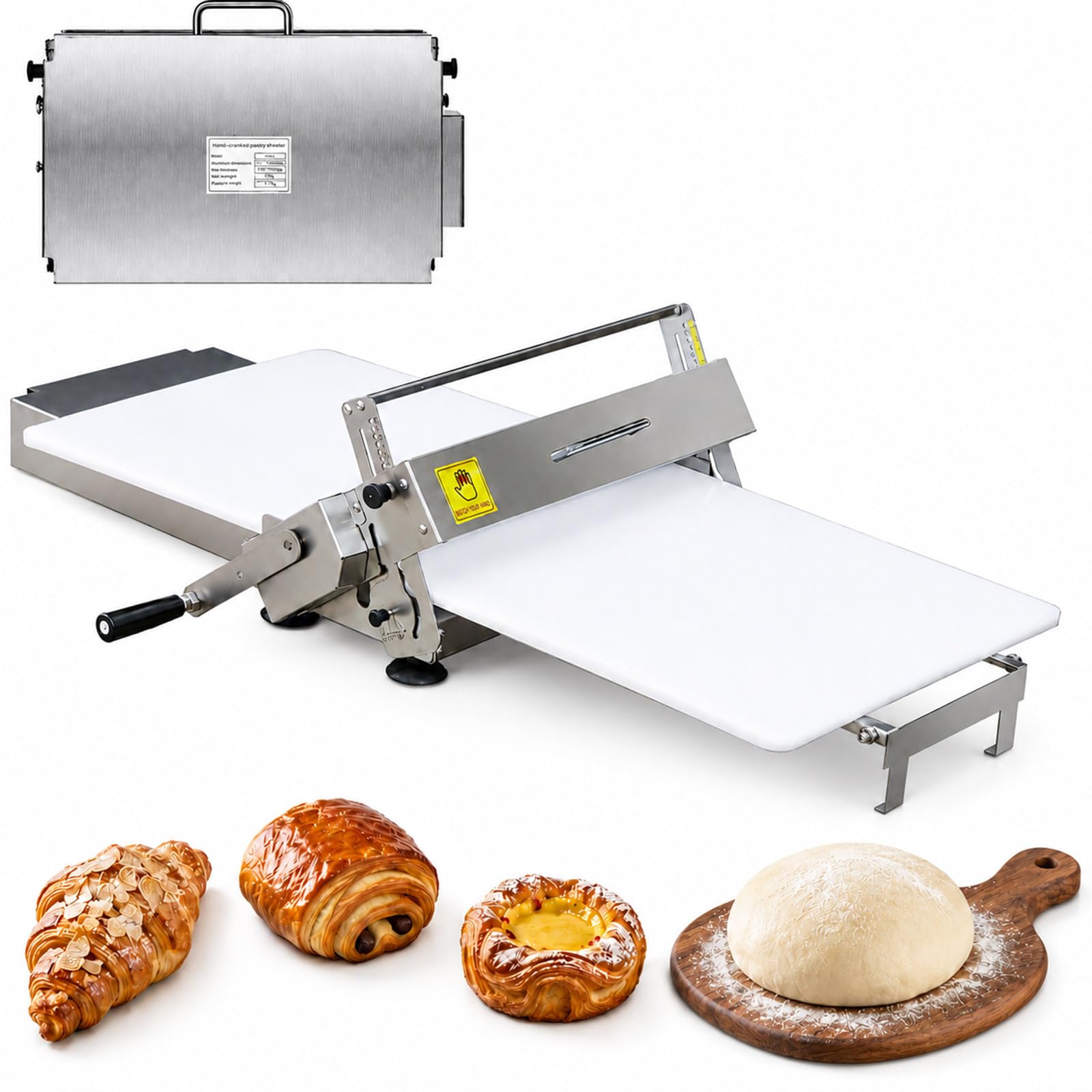 MASTLOUFUL Pastry Dough Sheeter, Hand Crank Dough Roller with Smooth Boards for Bakery Style Pastries