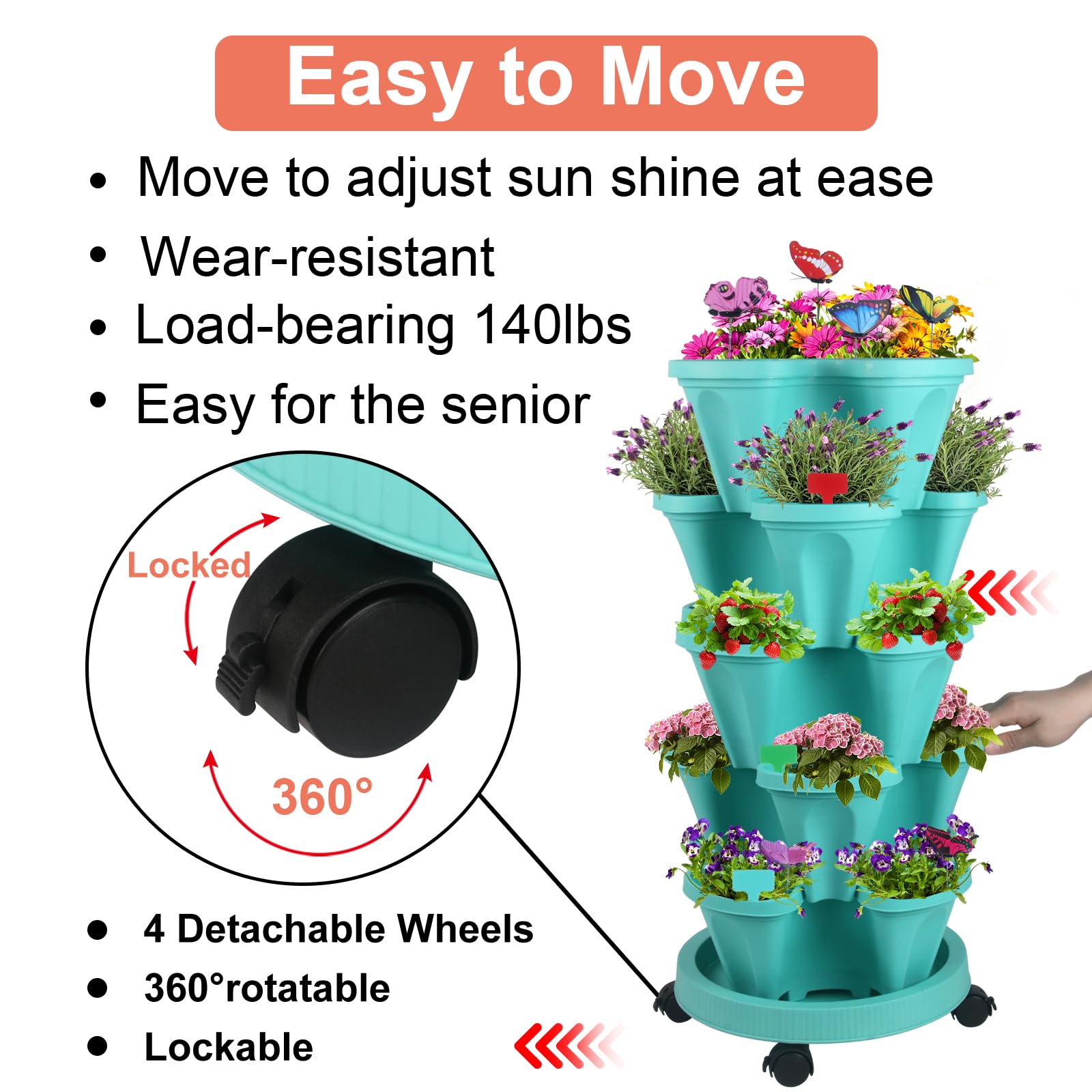 Stackable Plabter Snapklik.com : GameXcel Vertical Planter, 5 Tier Stackable Strawberry ...