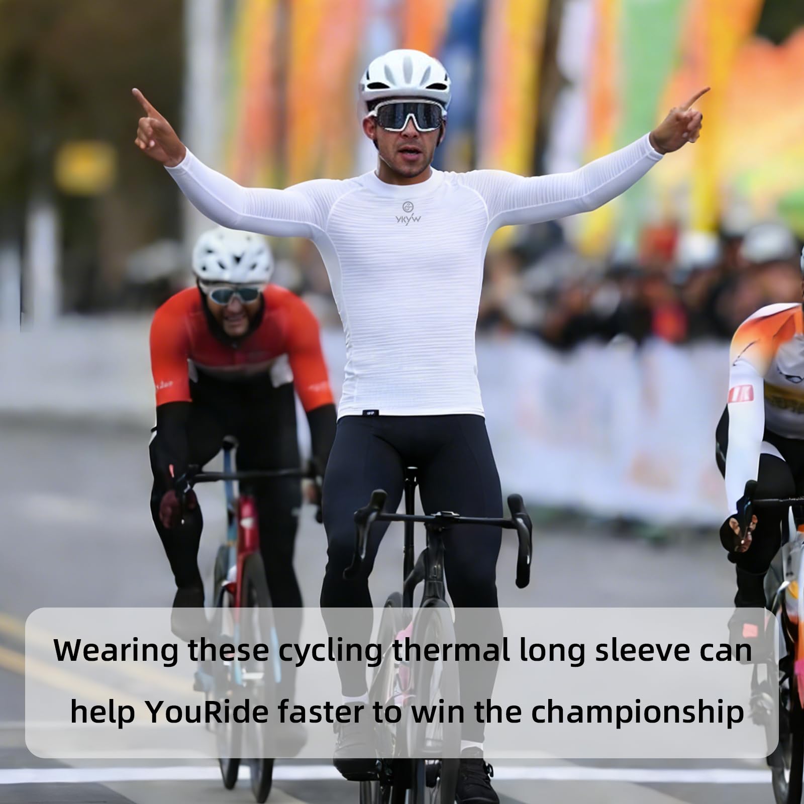 YKYWBIKE Thermo-Langarm-Shirt für Herren, feuchtigkeitsableitendes Kompressions-Fleece, Radunterhemd, Rollkragen, Herbst und Winter