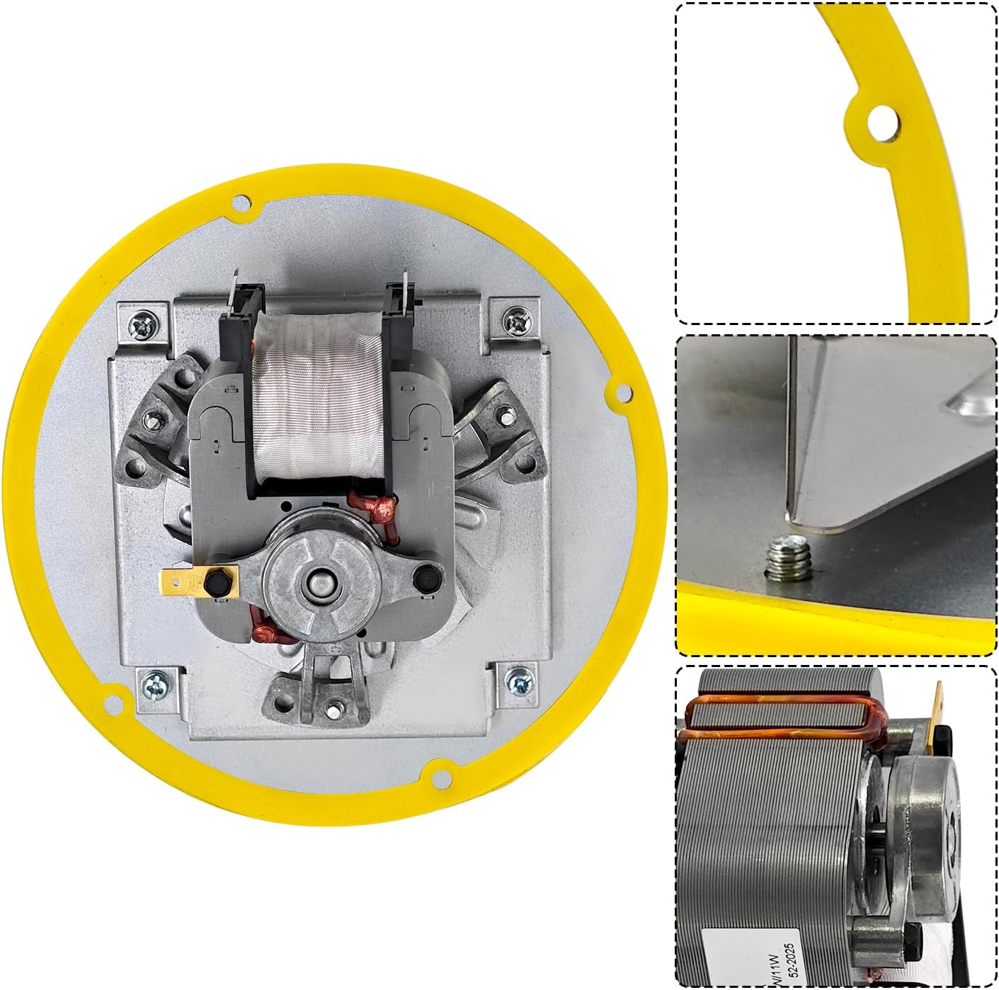 66641-AMP Combustion Exhaust Blower Replacement for Cleveland Iron Works PSBF66W, PS60W, PS130W Pellet Stoves, with Works Combustion Blower Gasket