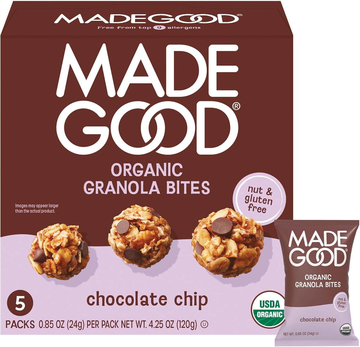 MadeGood Organic Chocolate Chip Granola Bites, 5ct x 0.85oz