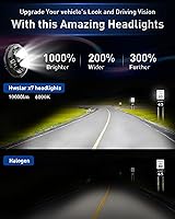 Vista 2 de HWSTAR Par de faros delanteros LED redondos nuevos mejorados 1000% más brillantes y antirreflejos de 7 pulgadas, compatibles con Jeep Wrangler JK