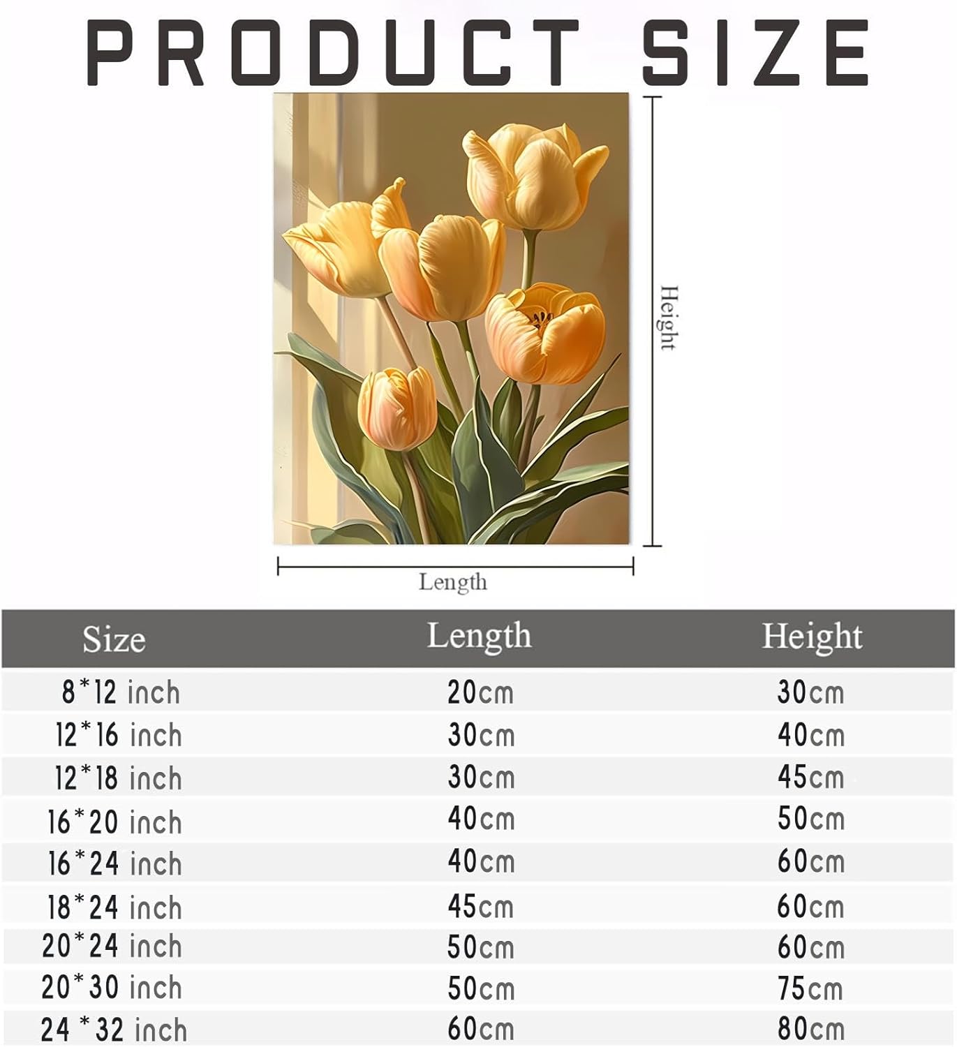 Worihut 5D Diamond Painting Kits 16x24 Inch Round Full Drill Tulips Diamond Art Kits for Adults, Handmade Gifts for Home Wall Decor