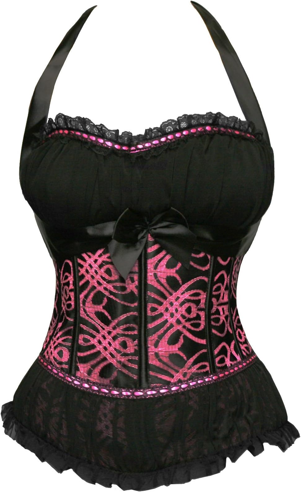 Bslingerie Women Black Bustier Shapewear Lace Up Corset Top