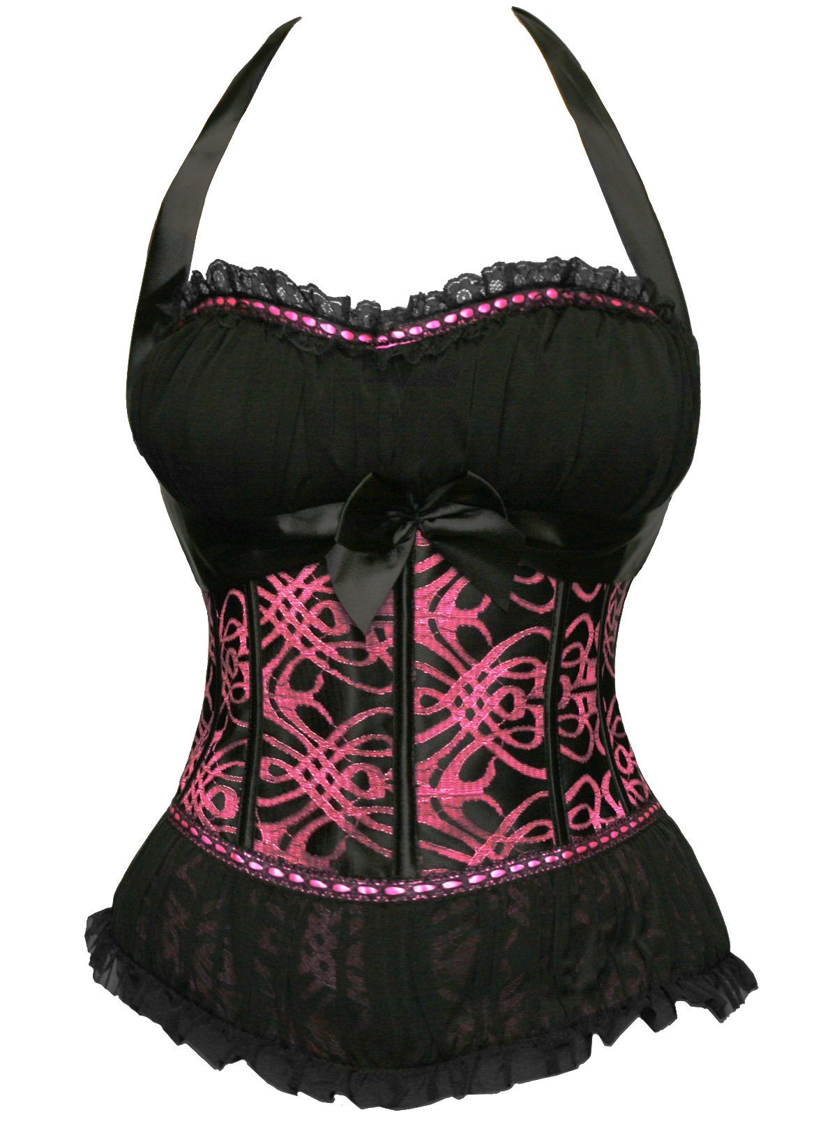 Bslingerie Women Black Bustier Shapewear Lace Up Corset Top